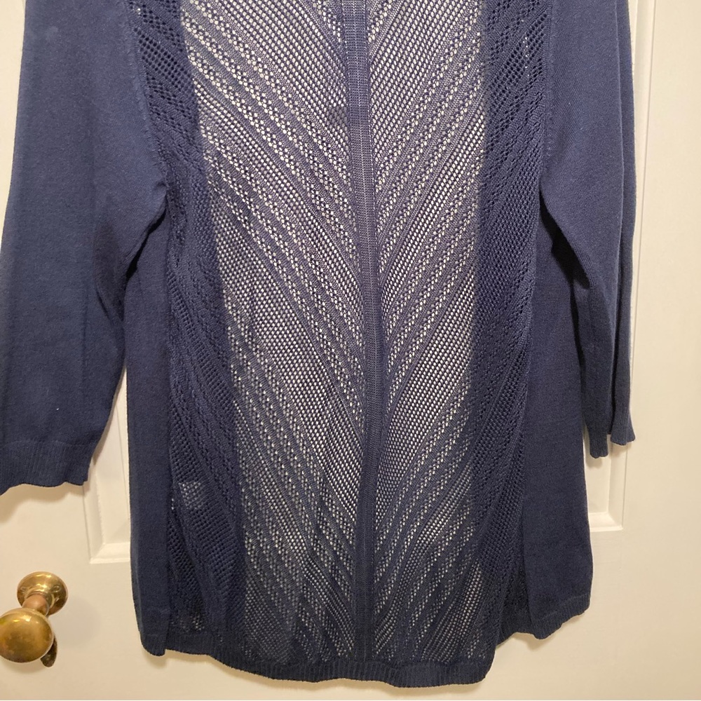NWT Navy Blue Cardigan Sweater Womens Medium Petite Dress Barn - Picture 6 of 11